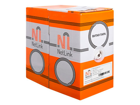 Кабель NetLink витая пара NL-CU-PVC-UTP-5Е-2х2х24AWG, белый, 305м (арт. К012) 