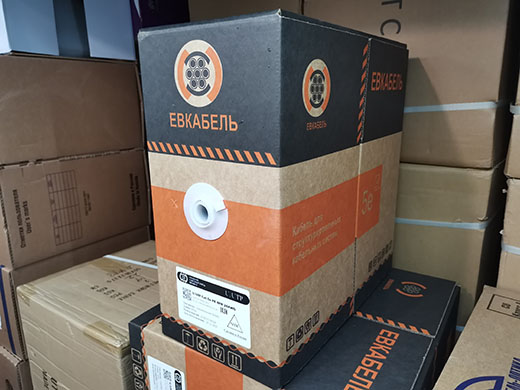 Кабель витая пара Евкабель U/UTP Cat5е PE 4PR 24AWG, жила 0,48мм, медь CU, для уличной прокладки (outdoor) 305м 