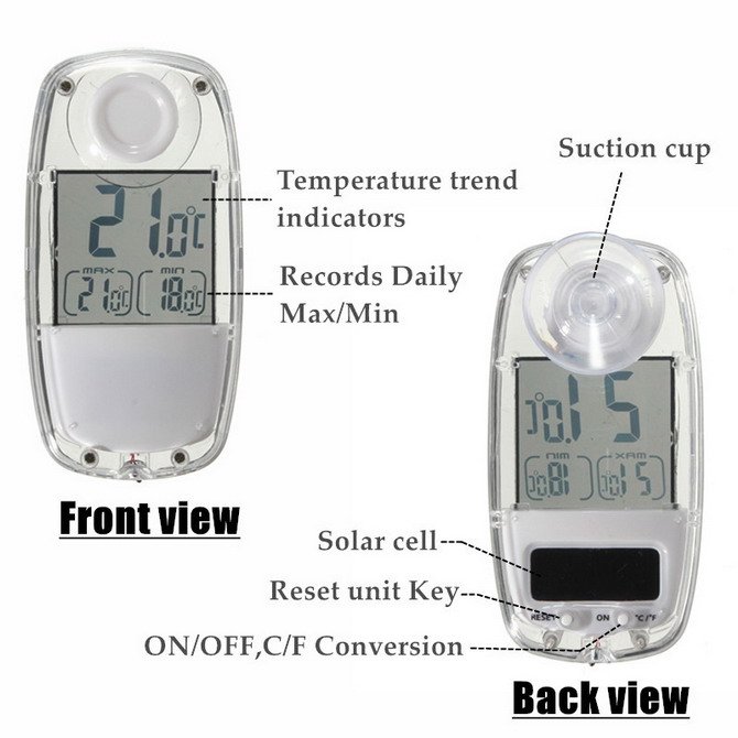 цифровой термометр на липучке с солнечной батареей кнопки управления
