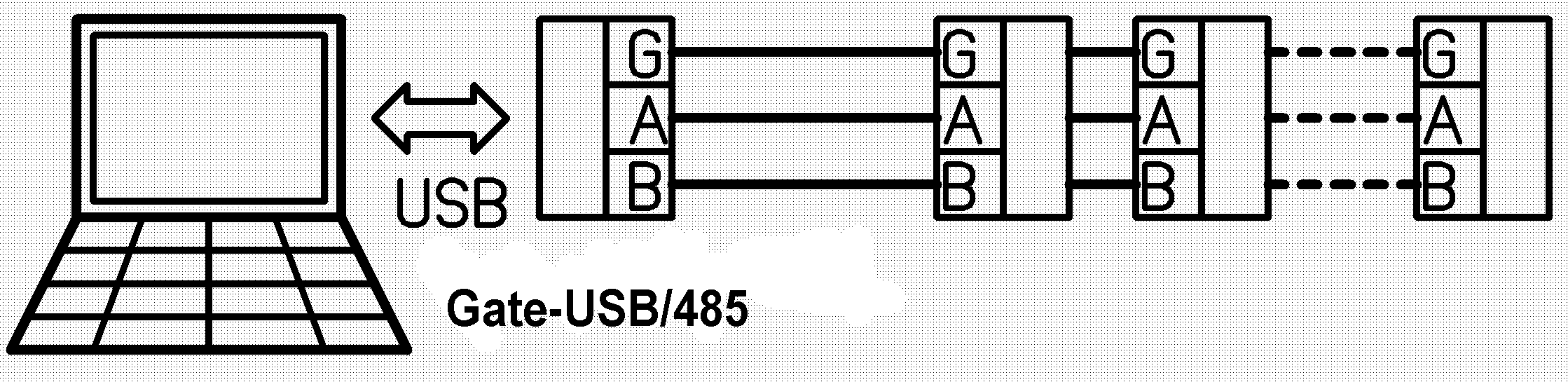 Схема подключения преобразователя Gate-USB/485