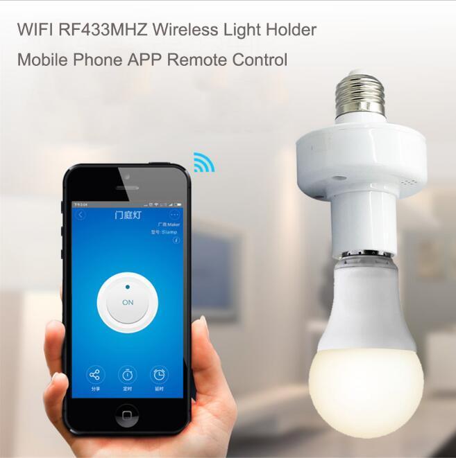 Sonoff E27 Slampher WiFi держатель для лампы с брелочком RF 433МГц